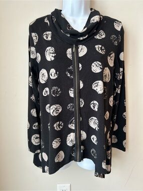 🟢 5 for $25 🟢 Chalet et Ceci Art to Wear Cowl Neck Tunic Top Polka Dot Size Smal
